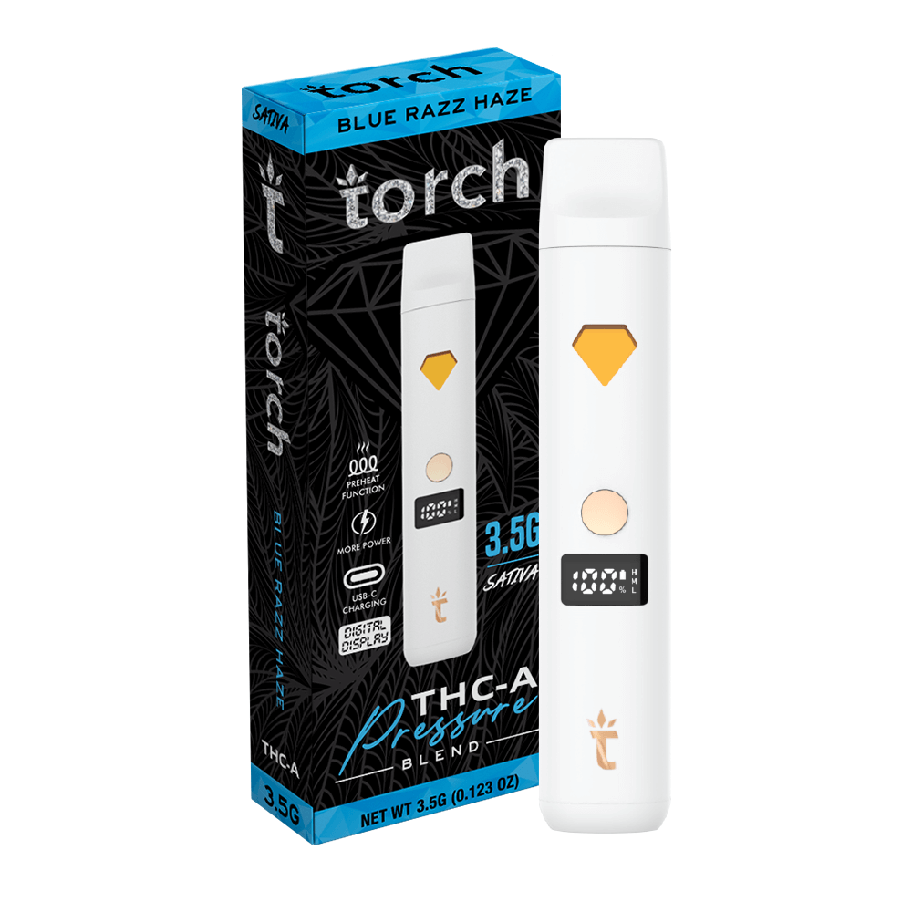 Torch THC-A Pressure Blue Razz Haze | Sativa | 3.5g Disposable Torch Hemp Torch THC-A Pressure Blue Razz Haze | Sativa | 3.5g Disposable Torch Hemp