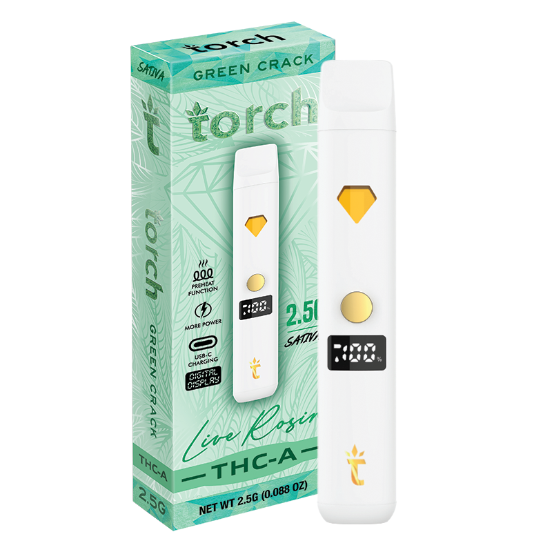 Torch Disposable Vape 2 Gram Torch Live Rosin THC-a Blend Green Crack | Sativa Torch Torch Disposable Vape 2 Gram Torch Live Rosin THC-a Blend Green Crack | Sativa Torch