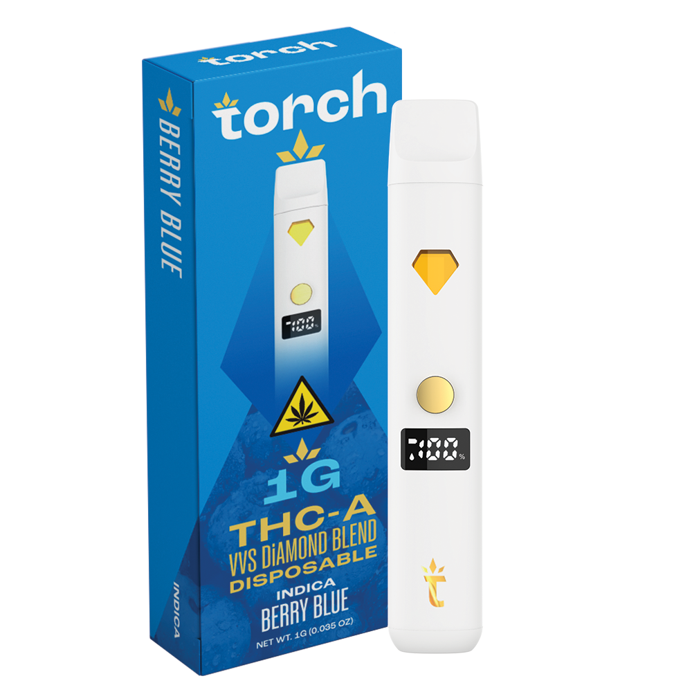Torch VVS Diamond Blend Berry Blue | Indica | 1g THC-A Disposable Torch Hemp Torch VVS Diamond Blend Berry Blue | Indica | 1g THC-A Disposable Torch Hemp