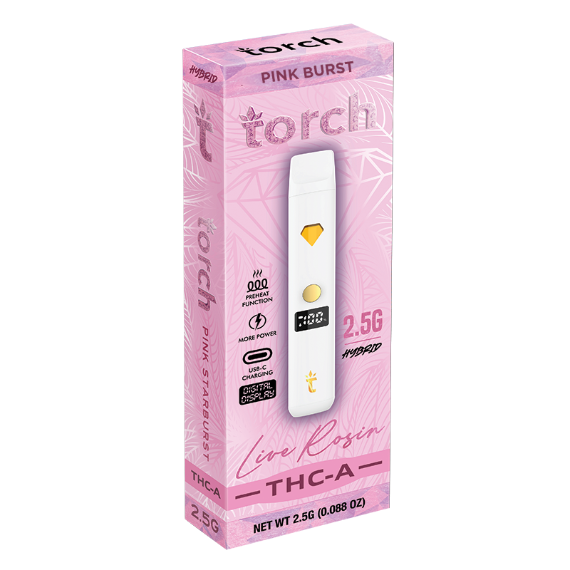 Torch Live Rosin THC-a Blend Pink Burst | Hybrid | 2.5g Disposable Torch Hemp Torch Live Rosin THC-a Blend Pink Burst | Hybrid | 2.5g Disposable Torch Hemp