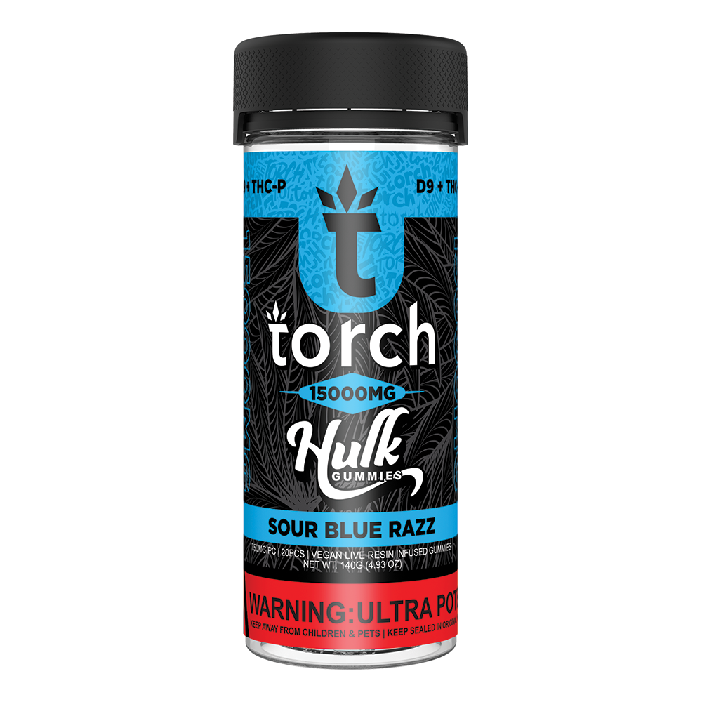 Torch Hulk Sour Blue Razz Gummies | 20ct | 15000mg ULTRA POTENT 