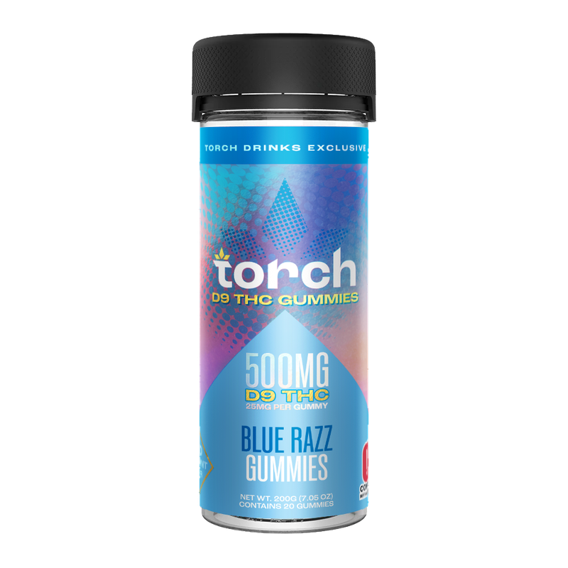 Torch D9 High Potency Blue Razz Gummies 20ct 500mg jar