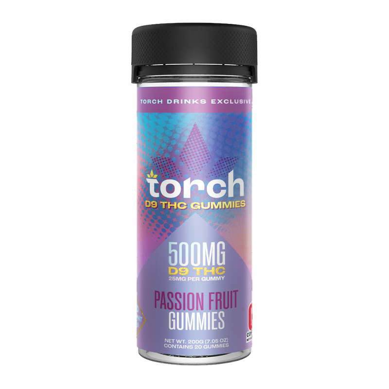 Torch D9 High Potency Passion Fruit Gummies 20ct 500mg jar