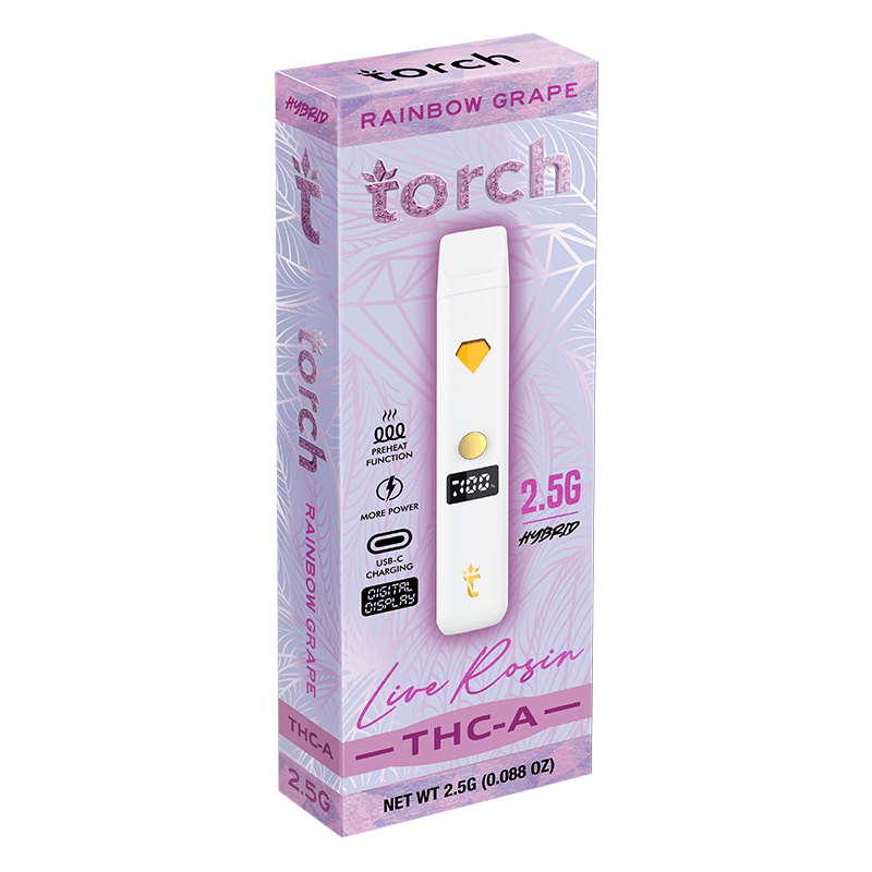 Torch Live Rosin THC-a Rainbow Grape | Sativa | 2.5g Disposable  Torch Hemp